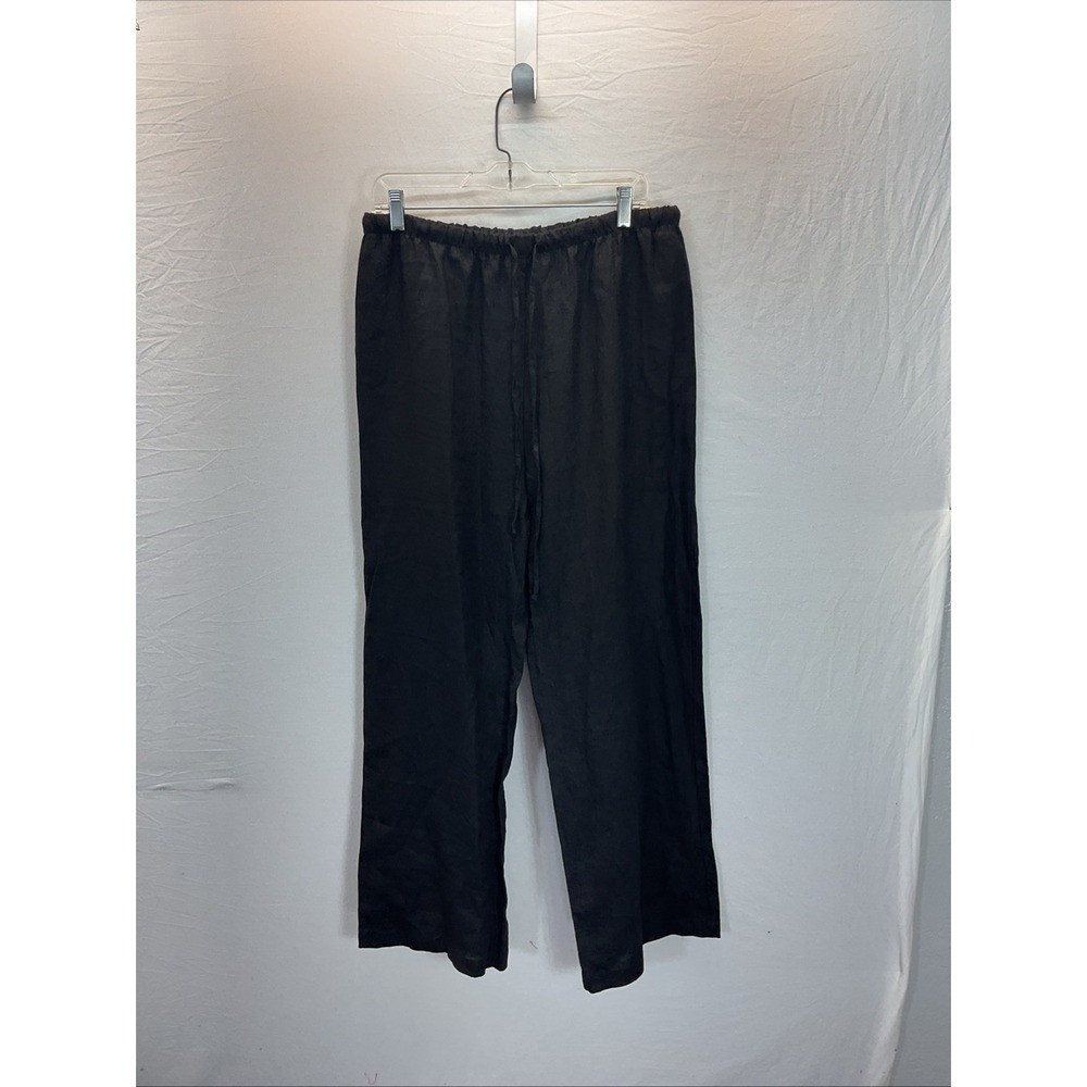 Reformation Black Linen Waist Drawstring Pant Sz M Casual Beach Travel Resort